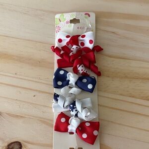 Disney Kids Polka Dot Bow Hair Clips - Red & White with Navy Accent